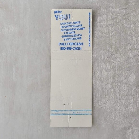 Giant Cash Bonanza Matchbook Cover 900 Number Promo Gambling Ad - Picture 5 of 5